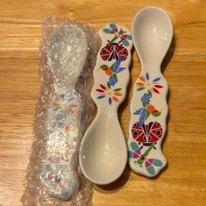 Ceramic Floral Double-Ended Spoon Set in Multicolor